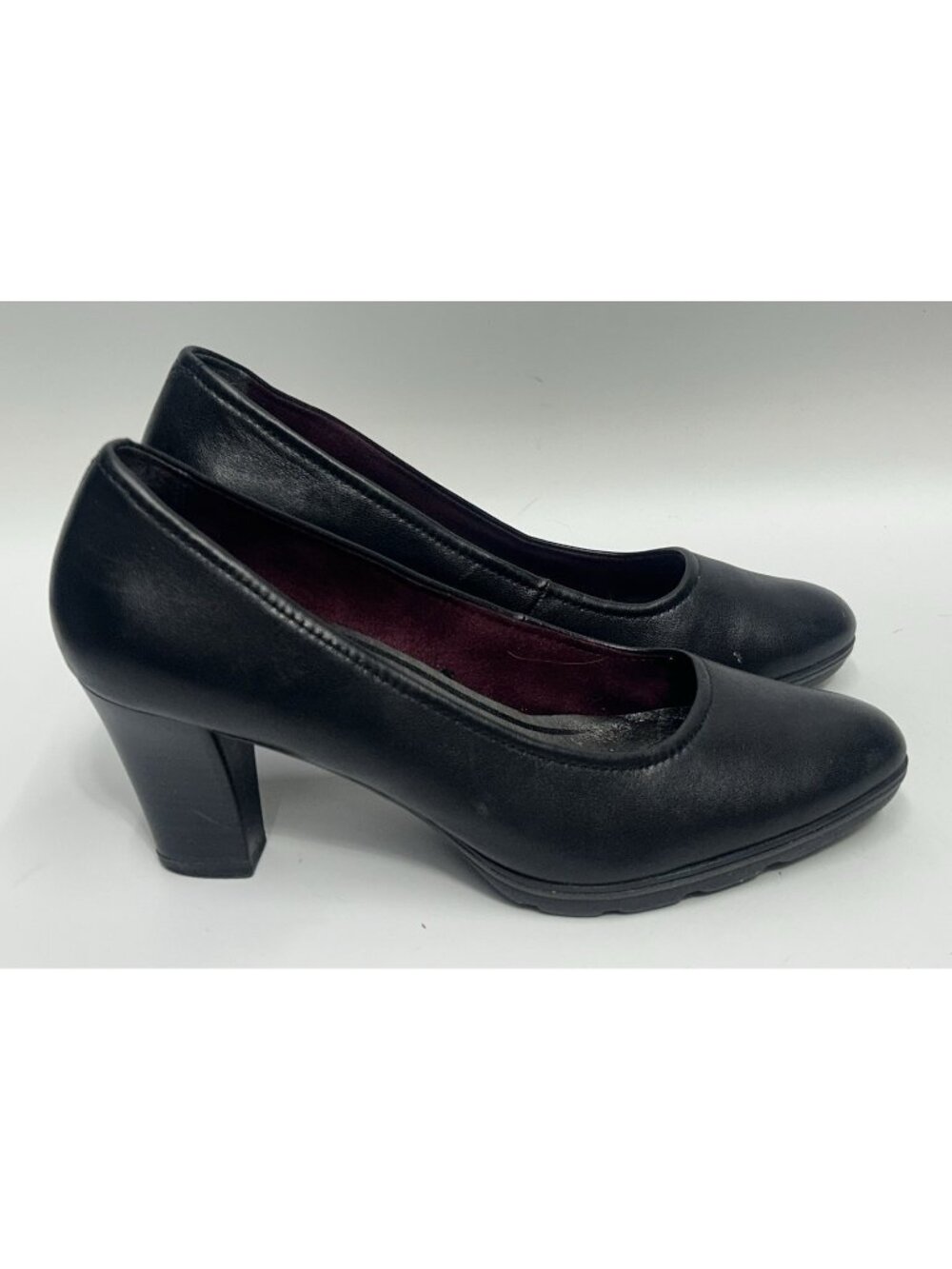 Tamaris Leather Pumps Heels Womens 40/9 Black Memory Foam insole shock absorber